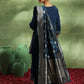 Womens Navy Blue Yoke Design Viscose Anarkali Kurta With Trousers & Dupatta