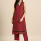 Women Ethnic Motifs Printed Regular Sequinned Kurta with Trousers