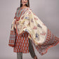 Women Straight Printed Kurta and Pant with Elephant Print Dupatta