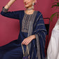 Blue Ethnic Motifs Embroidered Regular Gotta Patti Kurta With Palazzos & Dupatta