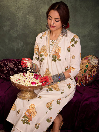 Women Pure Cotton Kurta Palazzo Set