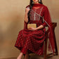 Women Red Silk Blend Kurta Pant Dupatta Set