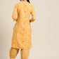Women Yellow & Black Woven Design Regular Kurta with Salwar