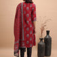 Red Floral Printe Kurta & Trousers With Dupatta