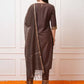 Women Brown Cotton Blend Kurta Pant Set
