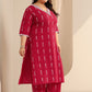 Plus Size Abstract Printed Straight Kurta With Trousers & Dupatta