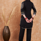 Black Ethnic Motifs Embroidered Pathani Kurta With Salwar