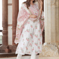 Floral Printed Thread Work Pure Cotton Kurta with Trousers & Dupatta