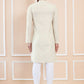 Long Sleeves Mandarin Collar Cotton Thread Work Kurta