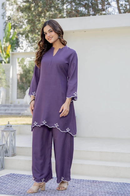 Women Cotton Rayon Kurta Palazzo Set