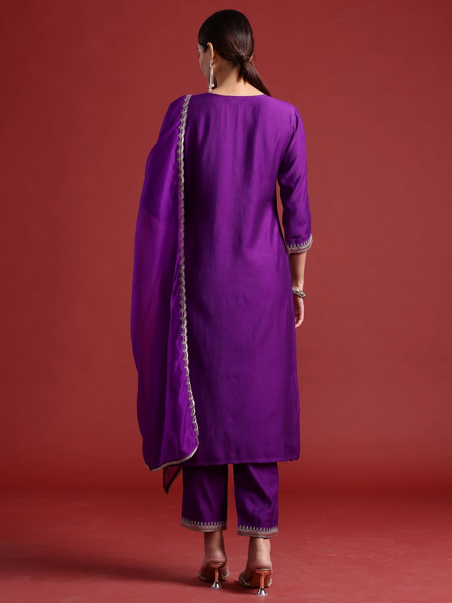 Women Viscose Rayon Kurta Pant Dupatta Set