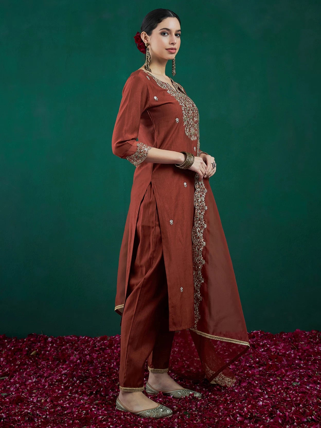 Women Viscose Rayon Kurta Pant Dupatta Set