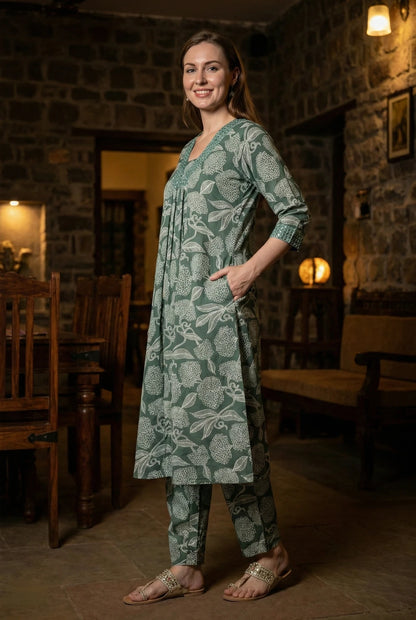 Women Cotton Rayon Kurta Pant Set