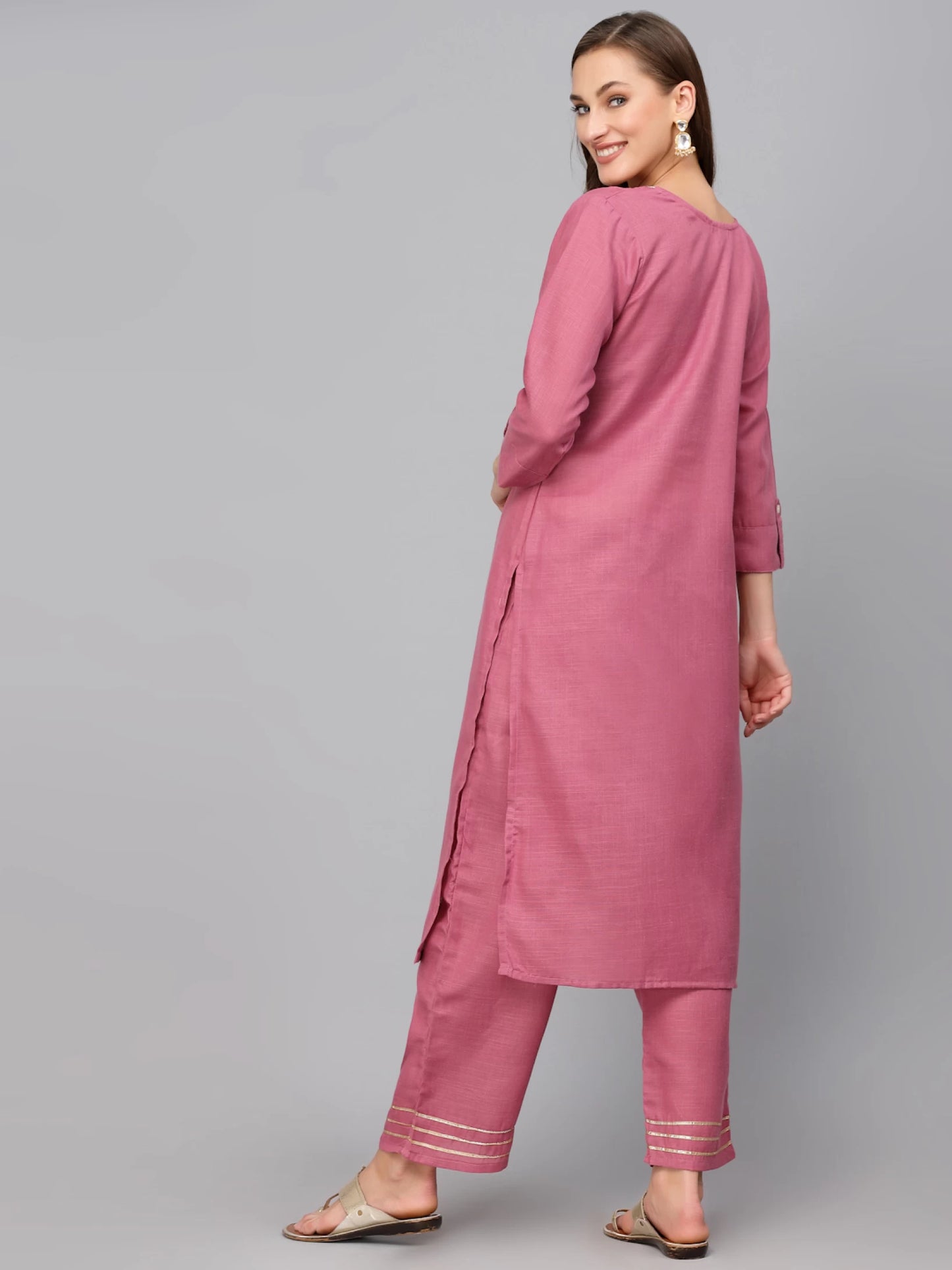 Women Cotton Silk Kurta Palazzo Set