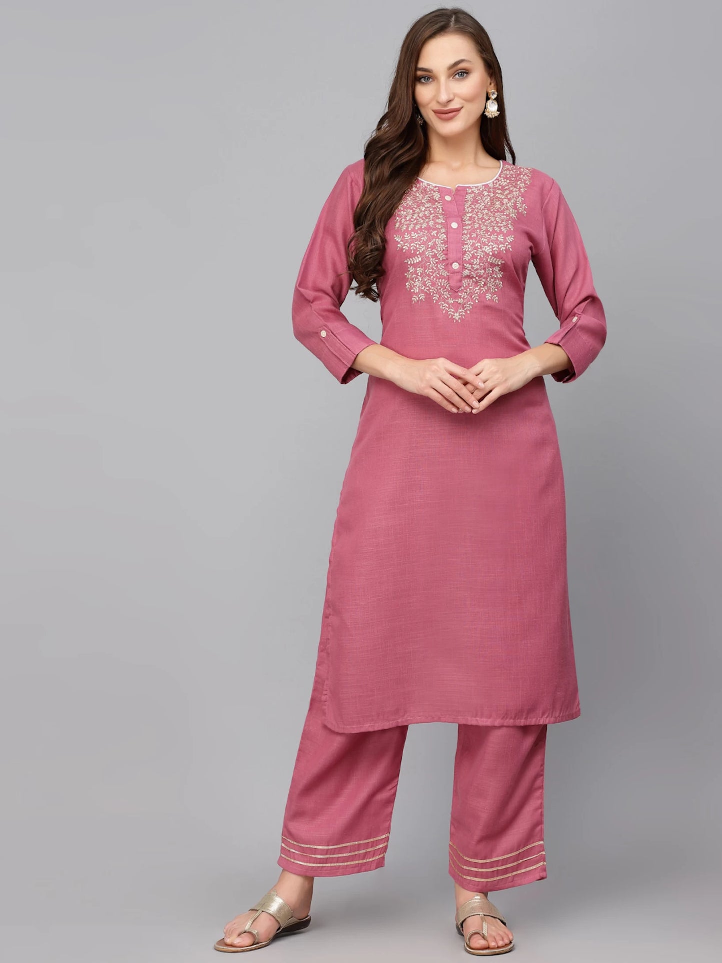 Women Cotton Silk Kurta Palazzo Set