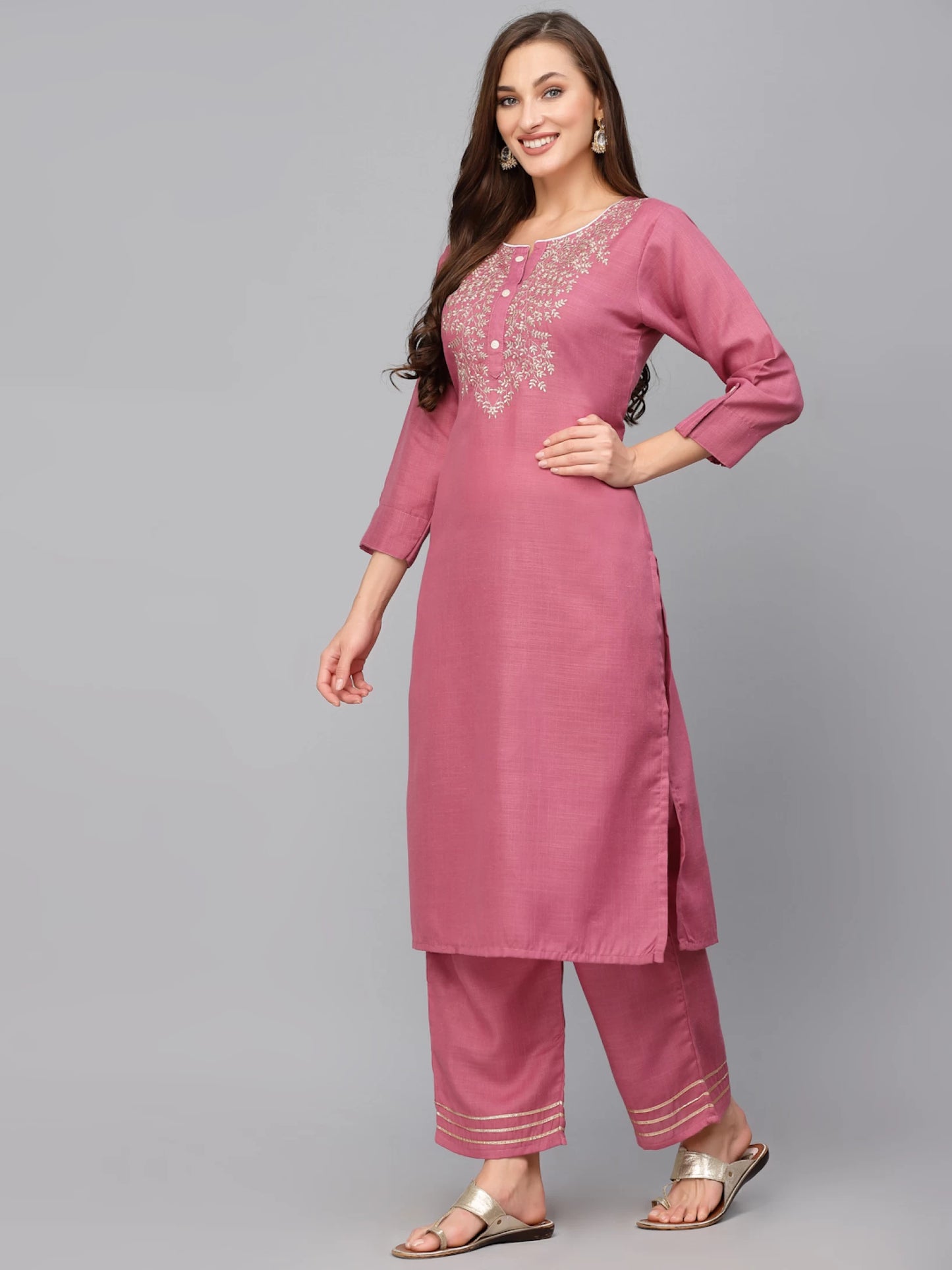 Women Cotton Silk Kurta Palazzo Set