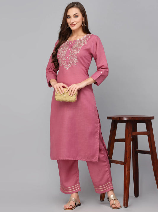 Women Cotton Silk Kurta Palazzo Set