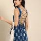 Women Floral Printed Styled Back Kurta with Trousers