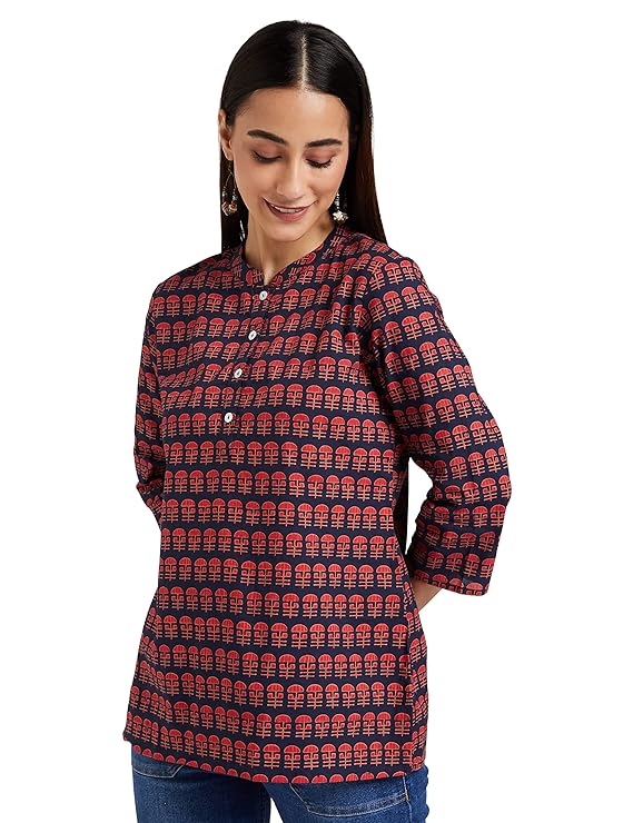 Cotton Navy Red Tunic