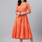 Women Fit and Flare Orange Dress