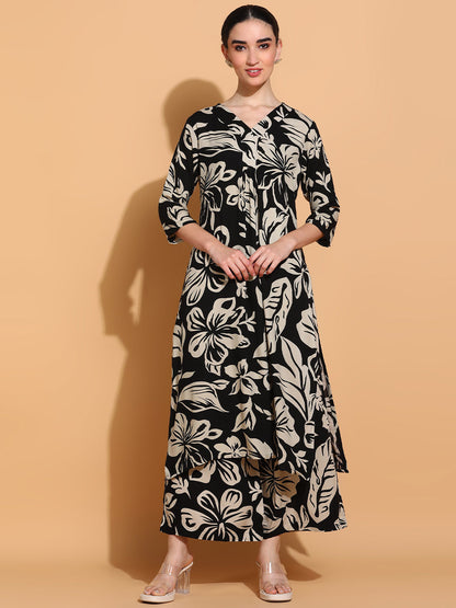 Floral Printed V-Neck Tunic with Palazzo Co-Ords