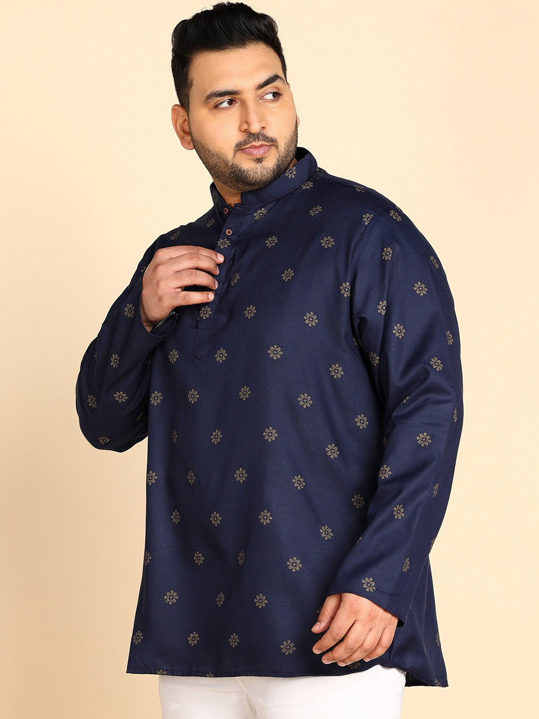 Ethnic Motifs Printed Mandarin Collar Short Kurta