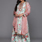 Plus Size Floral Printed Zari Kurta with Palazzos & Dupatta