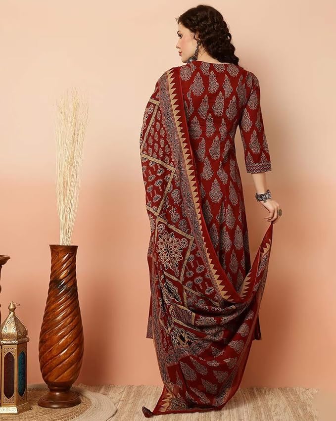 Women Viscose Printed Kurta Pant Dupatta Set