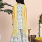 Girls Floral Printed Gotta Patti Straight Kurta with Sharara & Dupatta