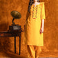 Floral Embroidered Mirror Work Pure Cotton Kurta With Patiala & With