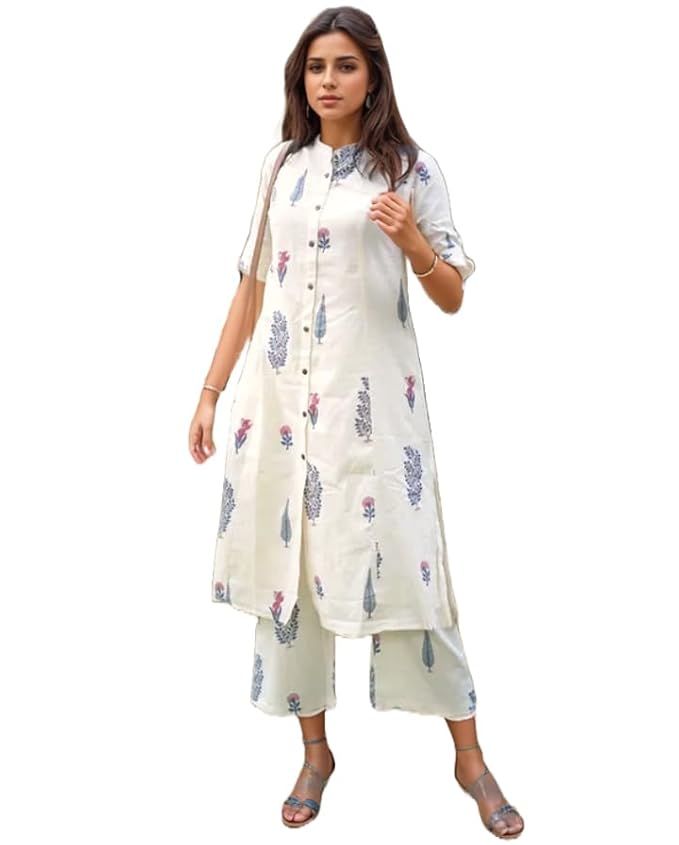Women's Rayon Viscose Printed A-Line Kurta with Pant