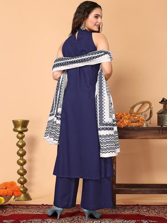 Regular Kurta with Trousers & Dupatta