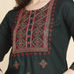 Women's Green & Beige Embroidered Straight Kurta with Palazzo