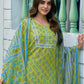 Women Green Viscose Rayon Kurta Pant Dupatta Set