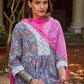 Floral Printed Thread Work Pure Cotton Kurta With Trousers & Dupatta