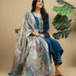 Women Blue Silk Blend Kurta Pant Dupatta Set