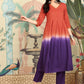 Rust Ombre Dyed V-Neck Pure Cotton Anarkali Kurta With Trousers