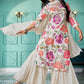 Floral Printed Thread Work Kurta with Sharara & Dupatta