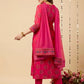 Women Pink Cotton Blend Kurta Pant Dupatta Set