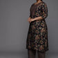 Women Black Silk Blend Kurta Pant Dupatta Set