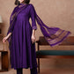 Women Purple Cotton Rayon Kurti Pant Set