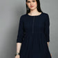 Casual Regular Sleeves Solid Women Dark Blue Top