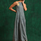 Printed Cotton Round Neck A-Line Maxi Dress