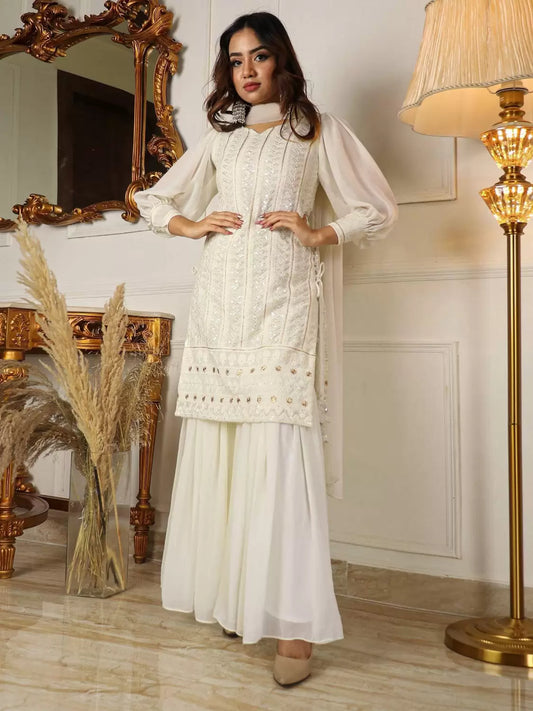 Women Georgette Kurta Sharara Set