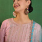 Sequin Embroidered Straight Kurta With Trouser & Dupatta