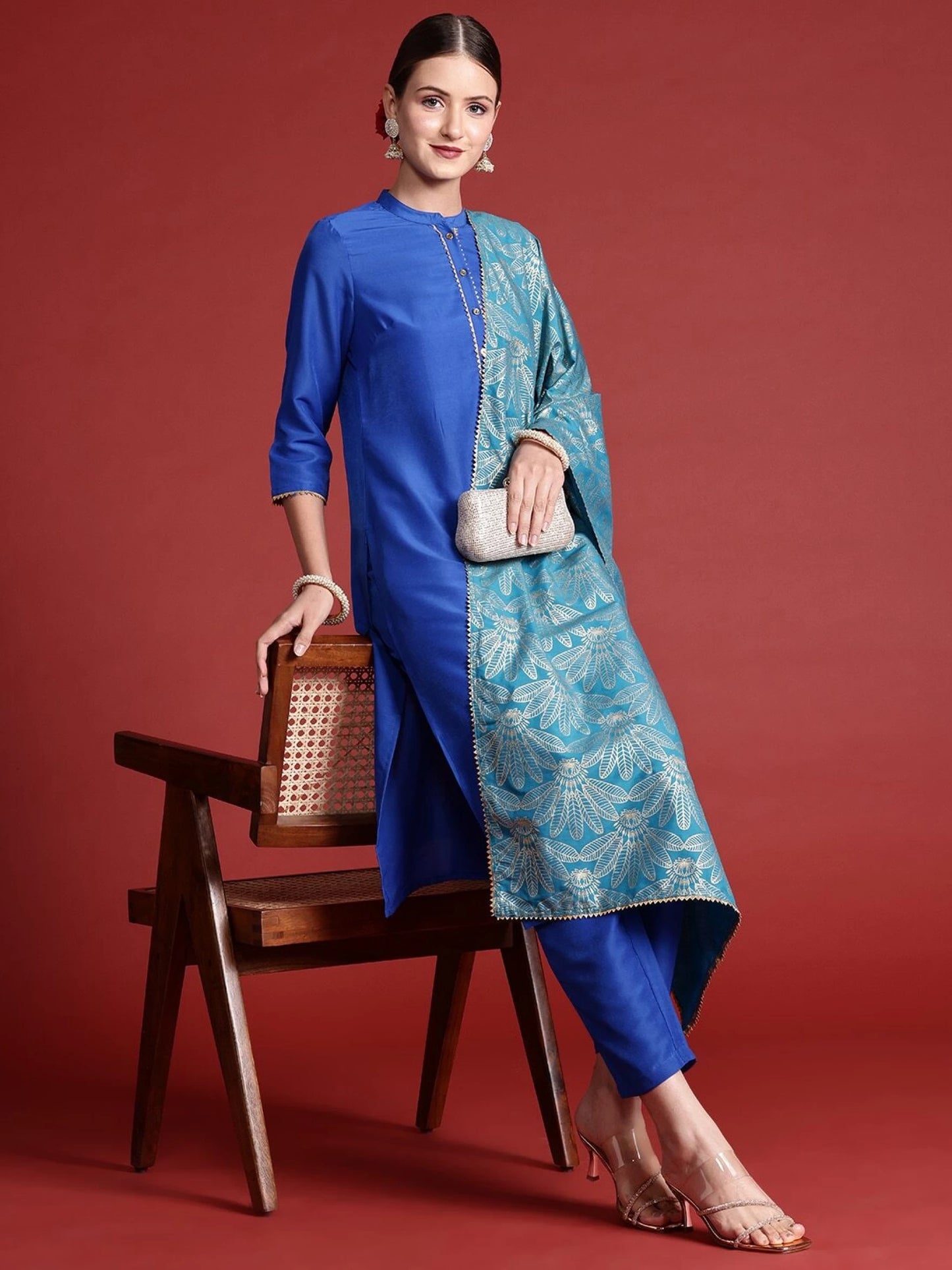 Women Blue Kurta Pant Set