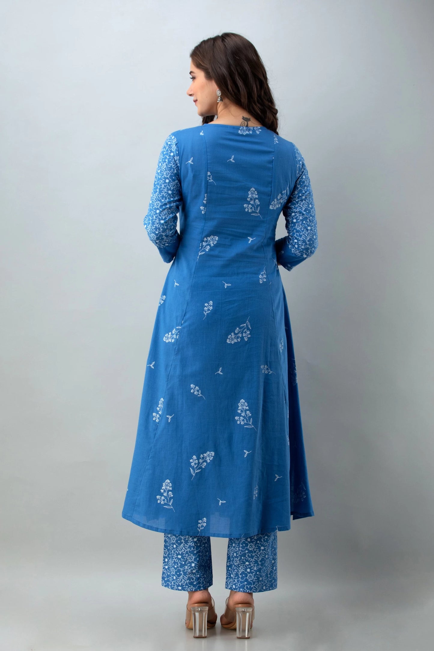 Women Blue Pure Cotton Kurta Pant Set