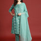 Ethnic Motifs Foil Printed Regular Sequinned Kurta with Trousers & Dupatta