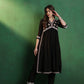 Embroidered Cotton A-Line Kurta With Trouser Set