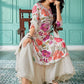 Floral Printed Thread Work Kurta with Sharara & Dupatta